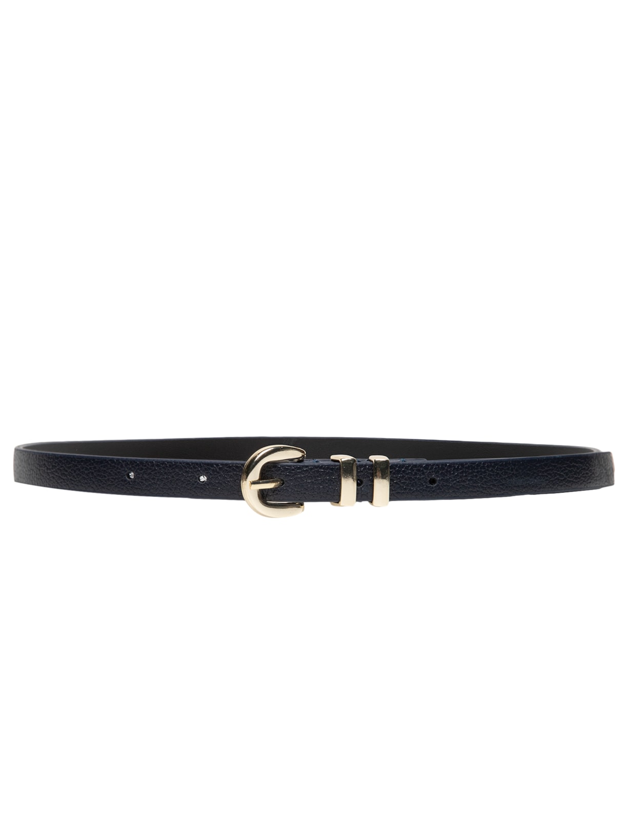 Cinto Feminino Couro Com Passante Duplo E Fivela De Metal - Azul