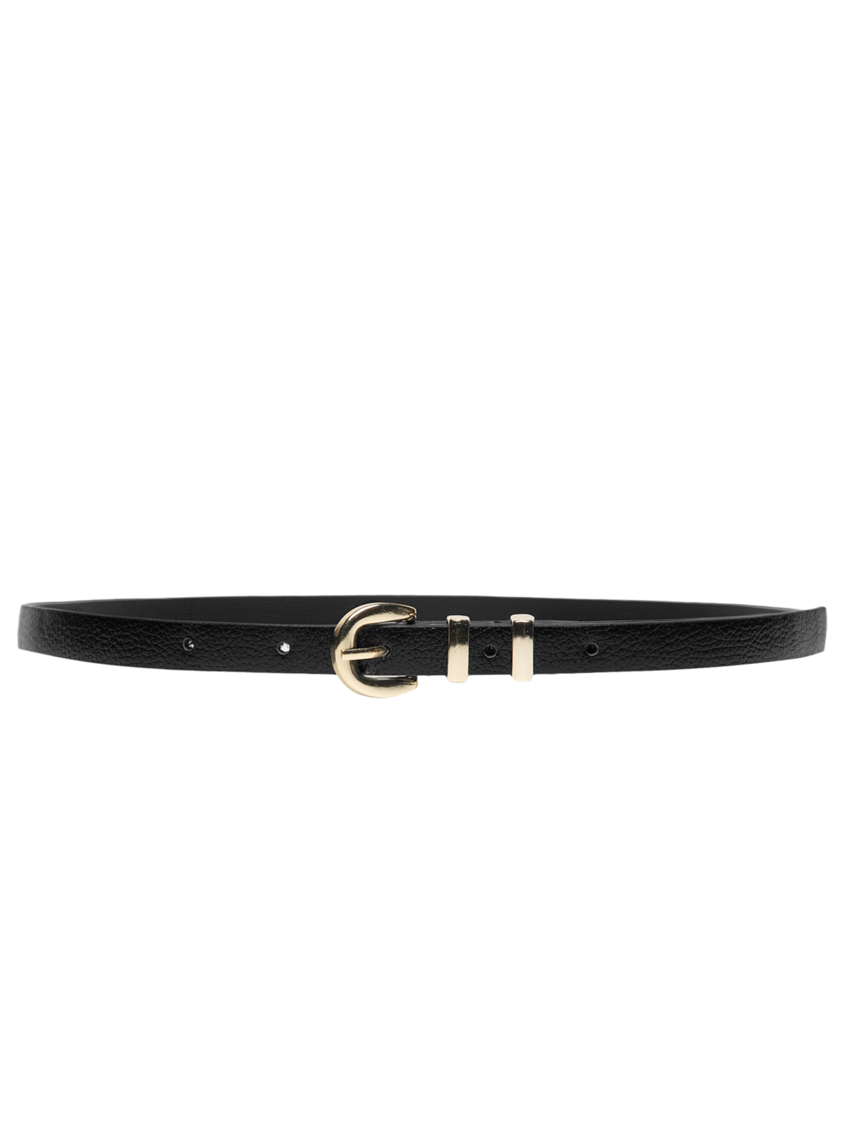 Cinto Feminino Couro Com Passante Duplo E Fivela De Metal - Preto