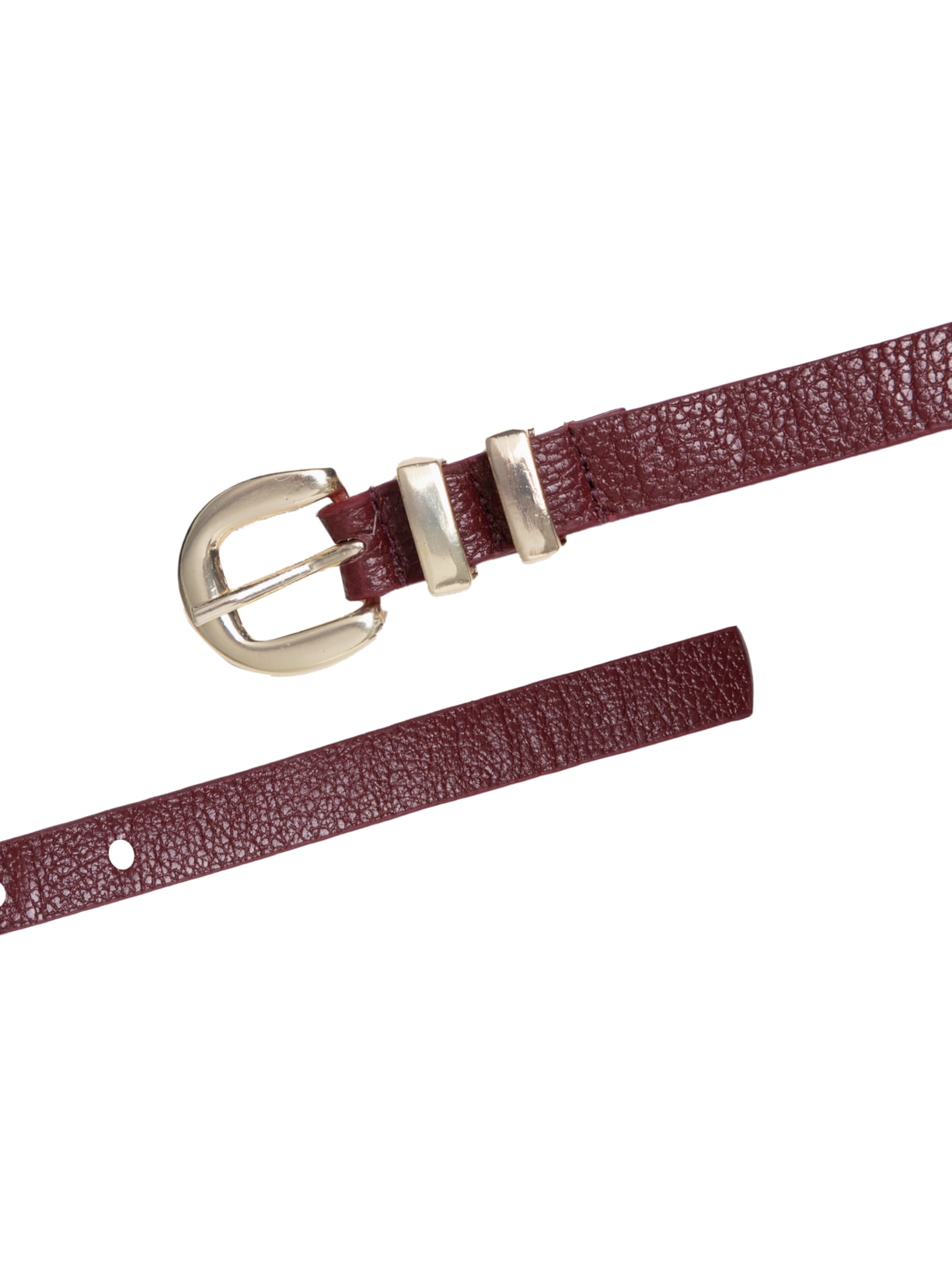 Cinto Feminino Couro Com Passante Duplo E Fivela De Metal Vinho Basiq