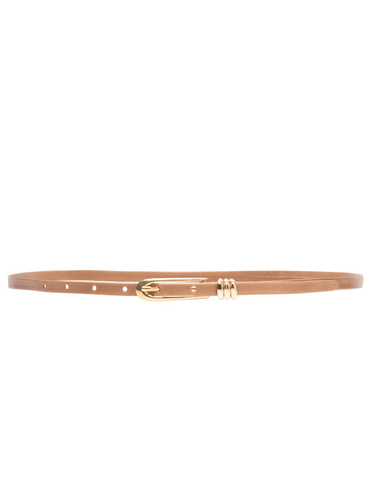 Cinto Feminino Couro Com Passante Triplo - Bege