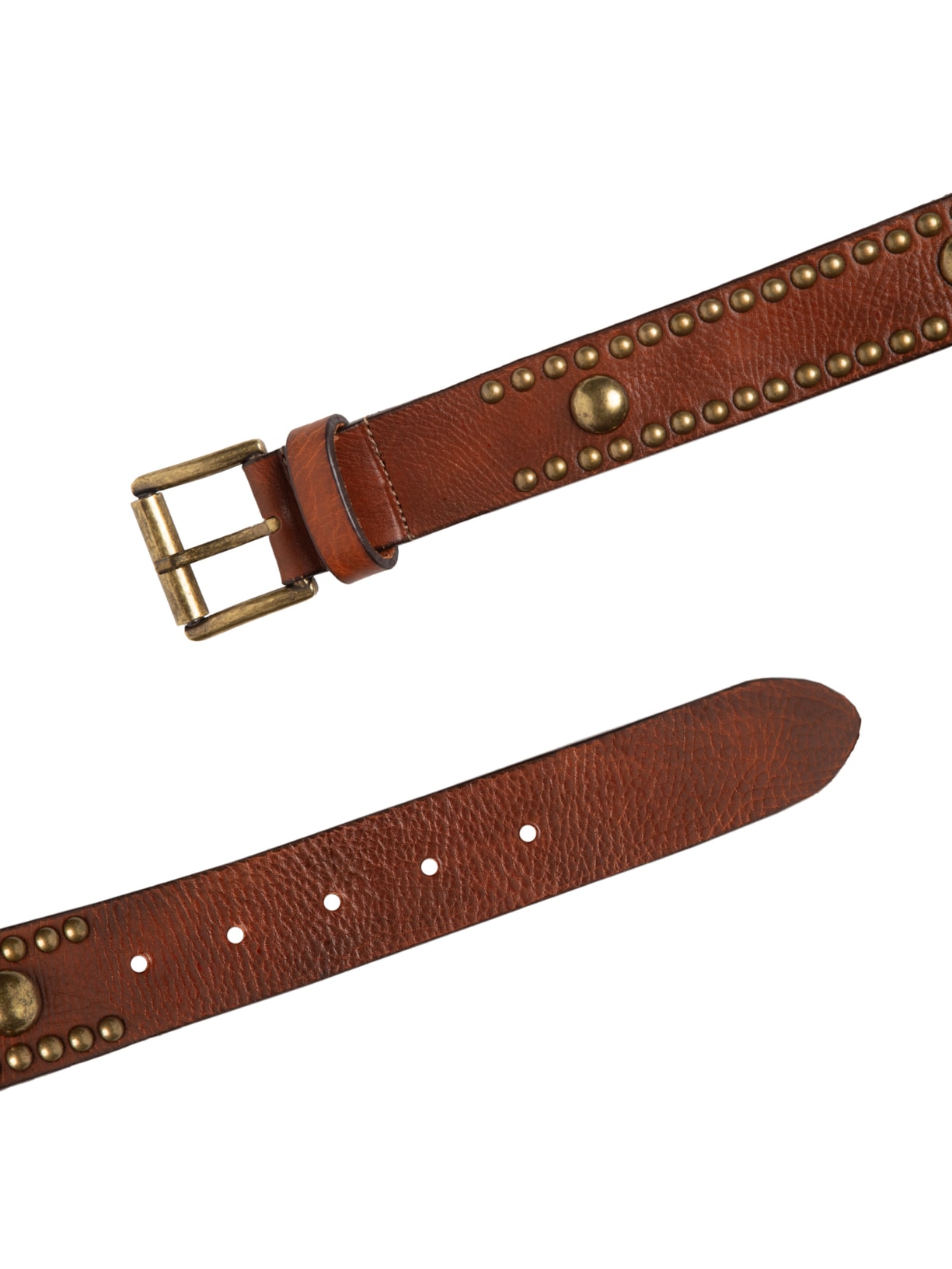 Cinto Feminino Couro Com Rebites Marrom Maria Filó