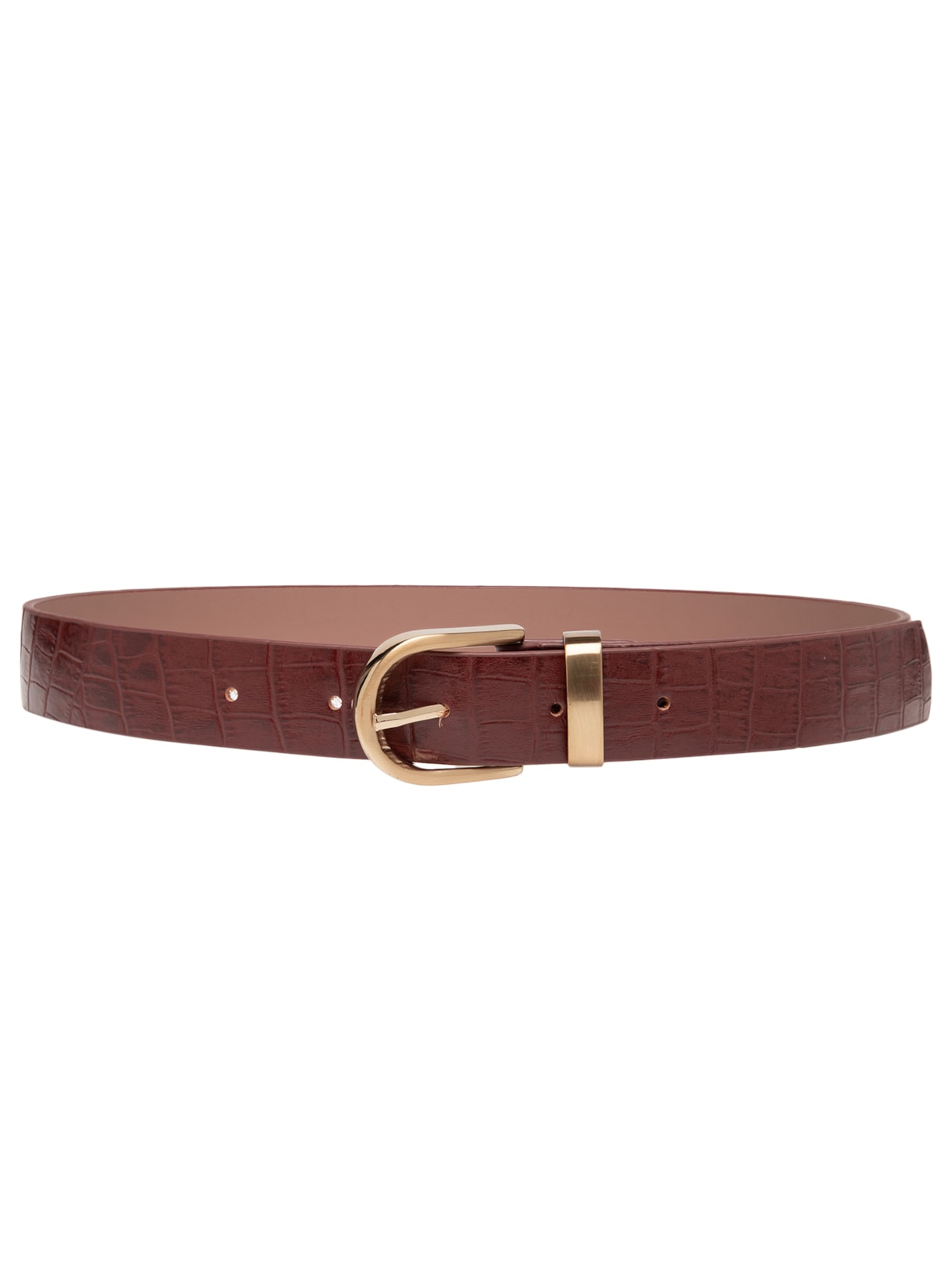 Cinto Feminino Couro Croco Marrom Basiq