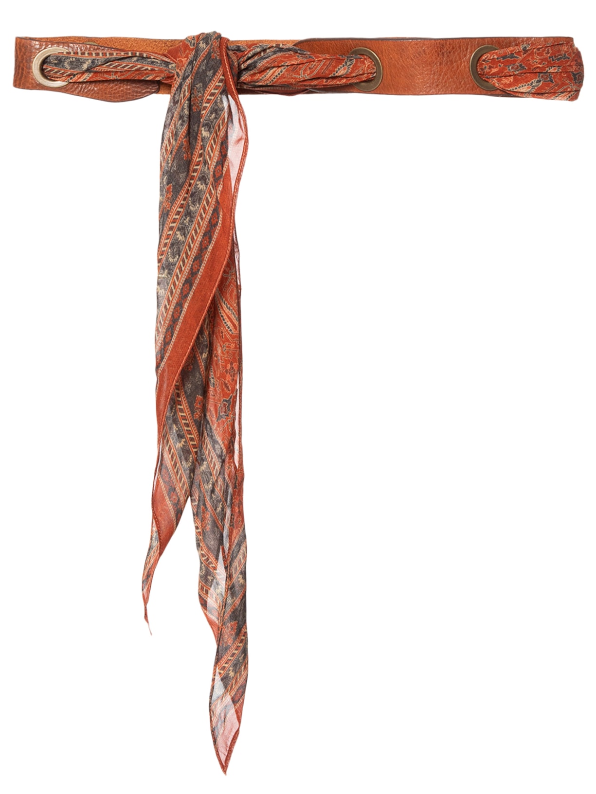 Cinto Feminino Couro Detalhe Lenços - Marrom