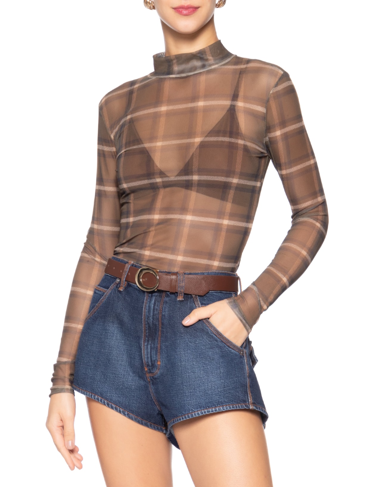 Cinto Feminino Couro Dourado Marrom Market 33