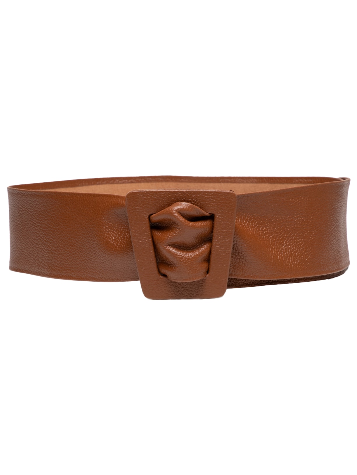 Cinto Feminino Couro Faixa Com Fivela Encapada - Marrom