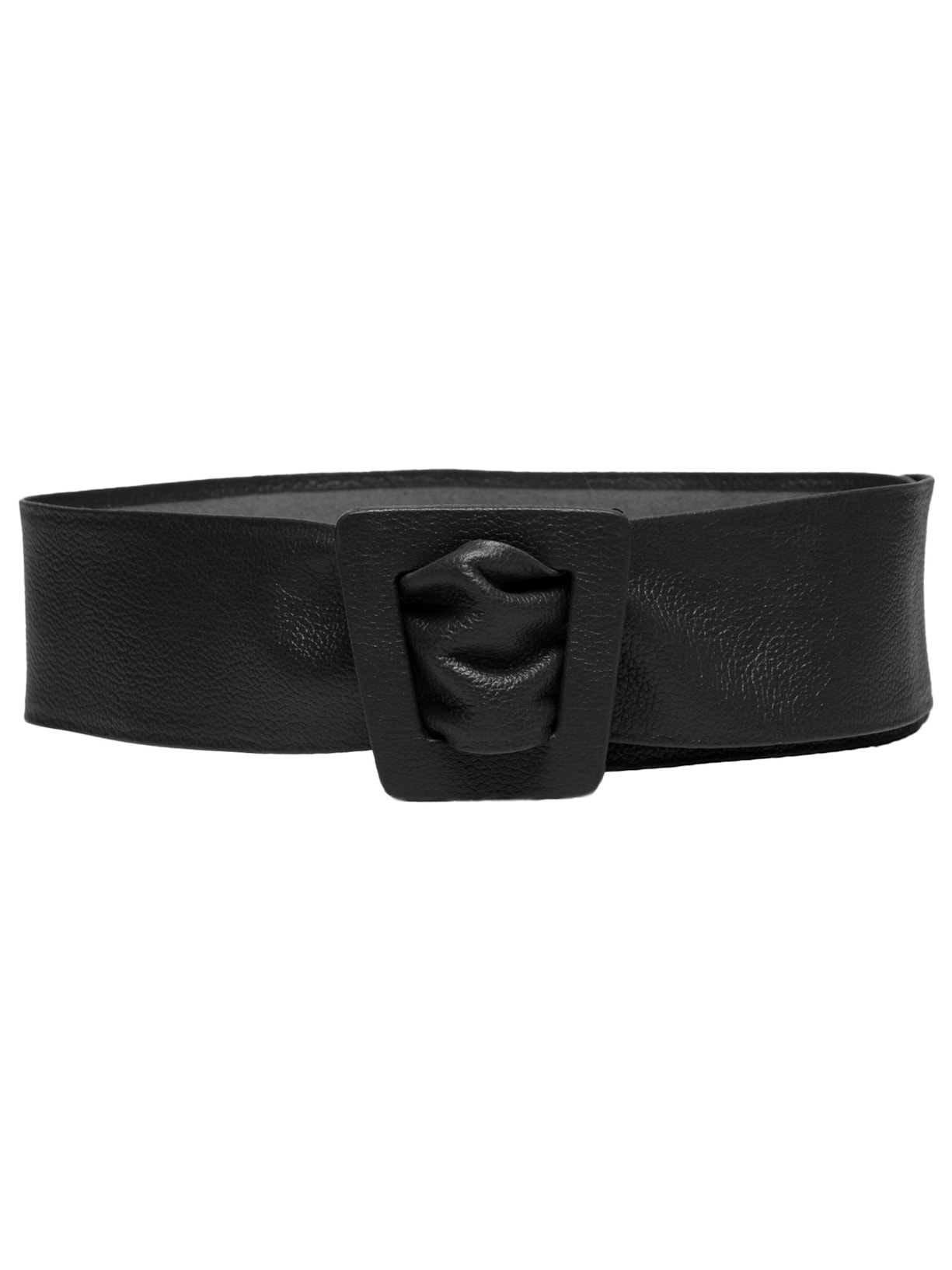 Cinto Feminino Couro Faixa Com Fivela Encapada - Preto