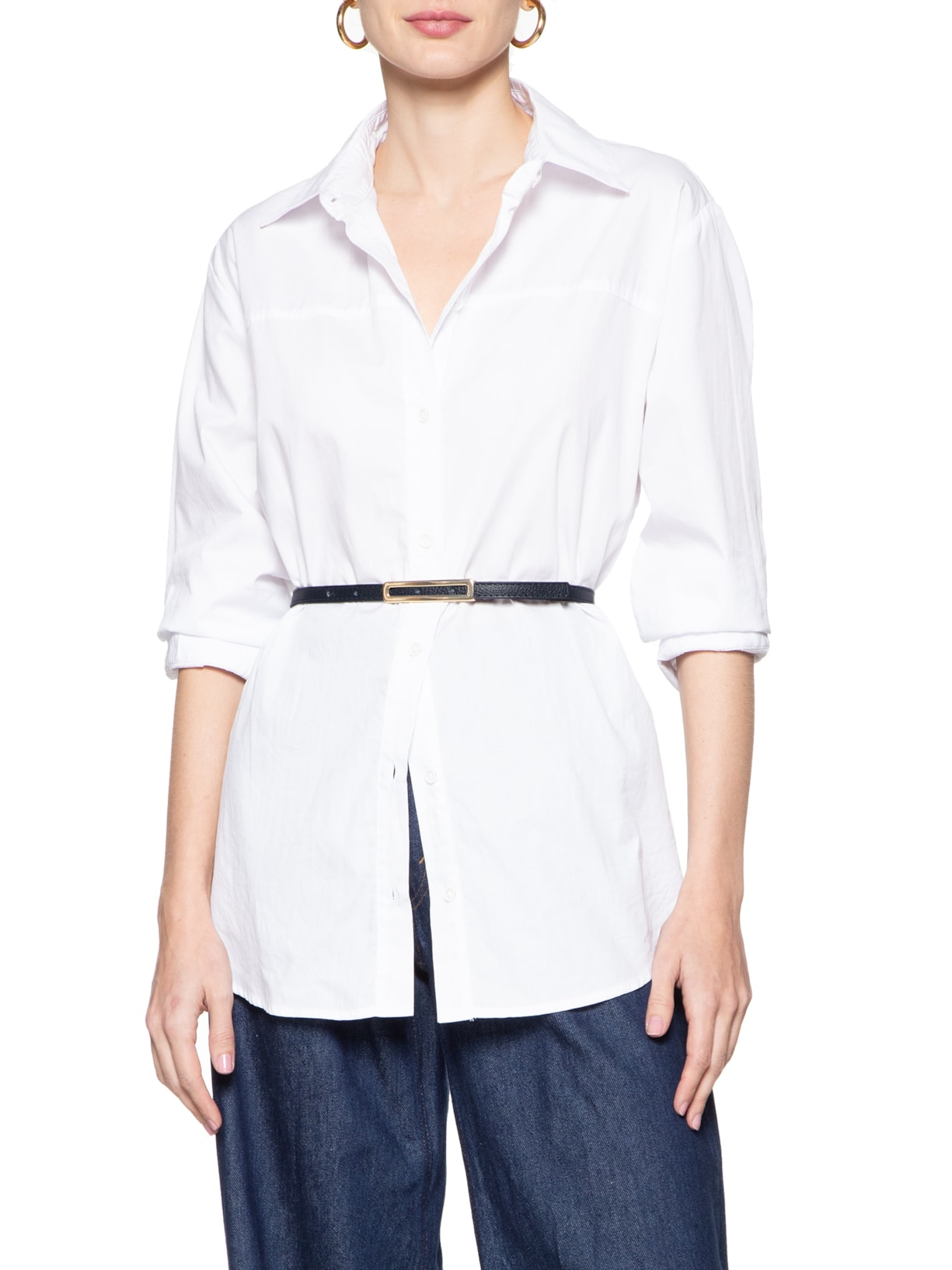 Cinto Feminino Couro Fino Com Fivela De Metal Azul Basiq