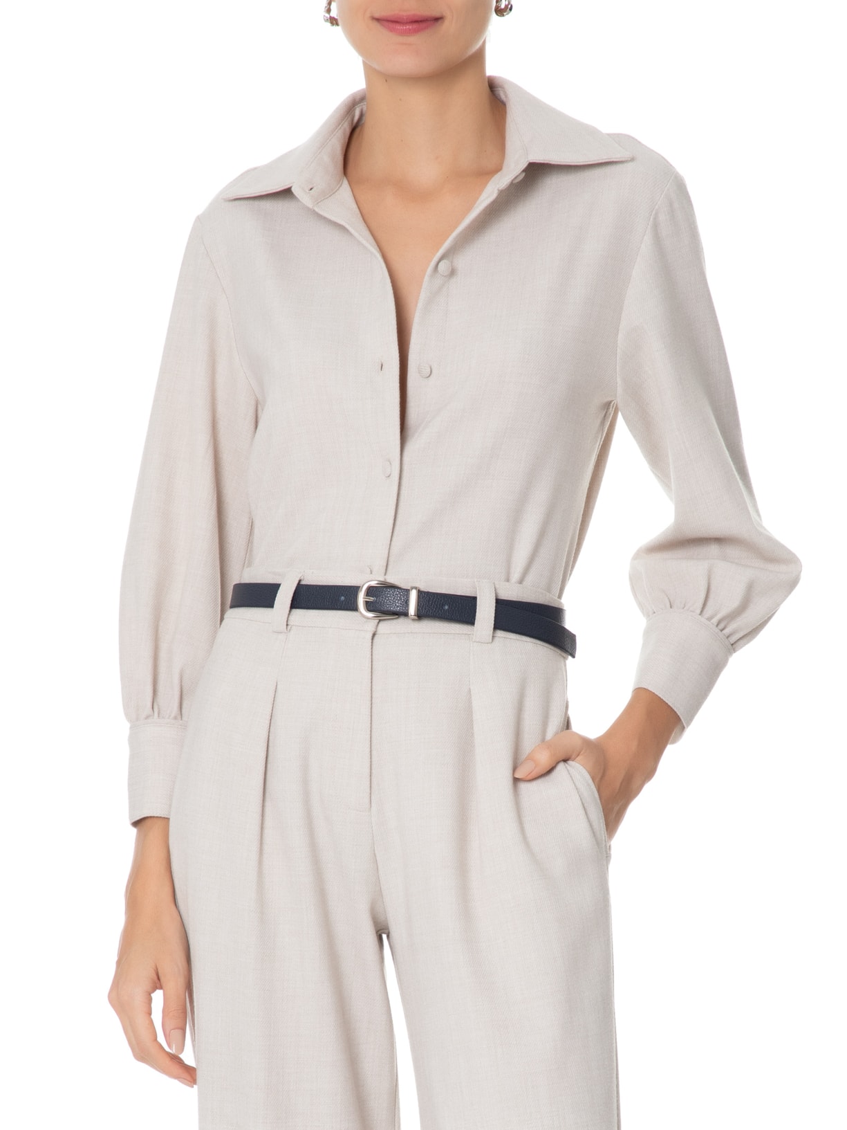 Cinto Feminino Couro Fino Com Fivela Em Metal Azul Basiq