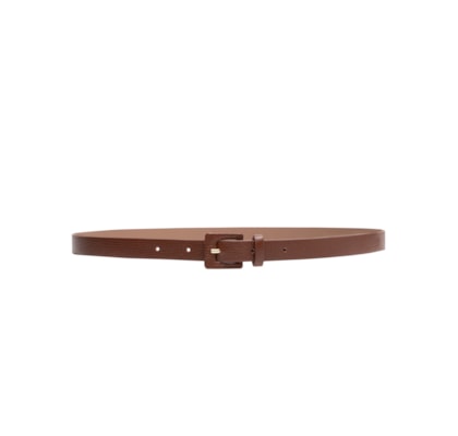 Cinto Feminino Couro Fino Com Fivela Encapada - Marrom