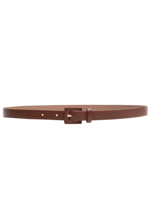 Cinto Feminino Couro Fino Com Fivela Encapada - Marrom