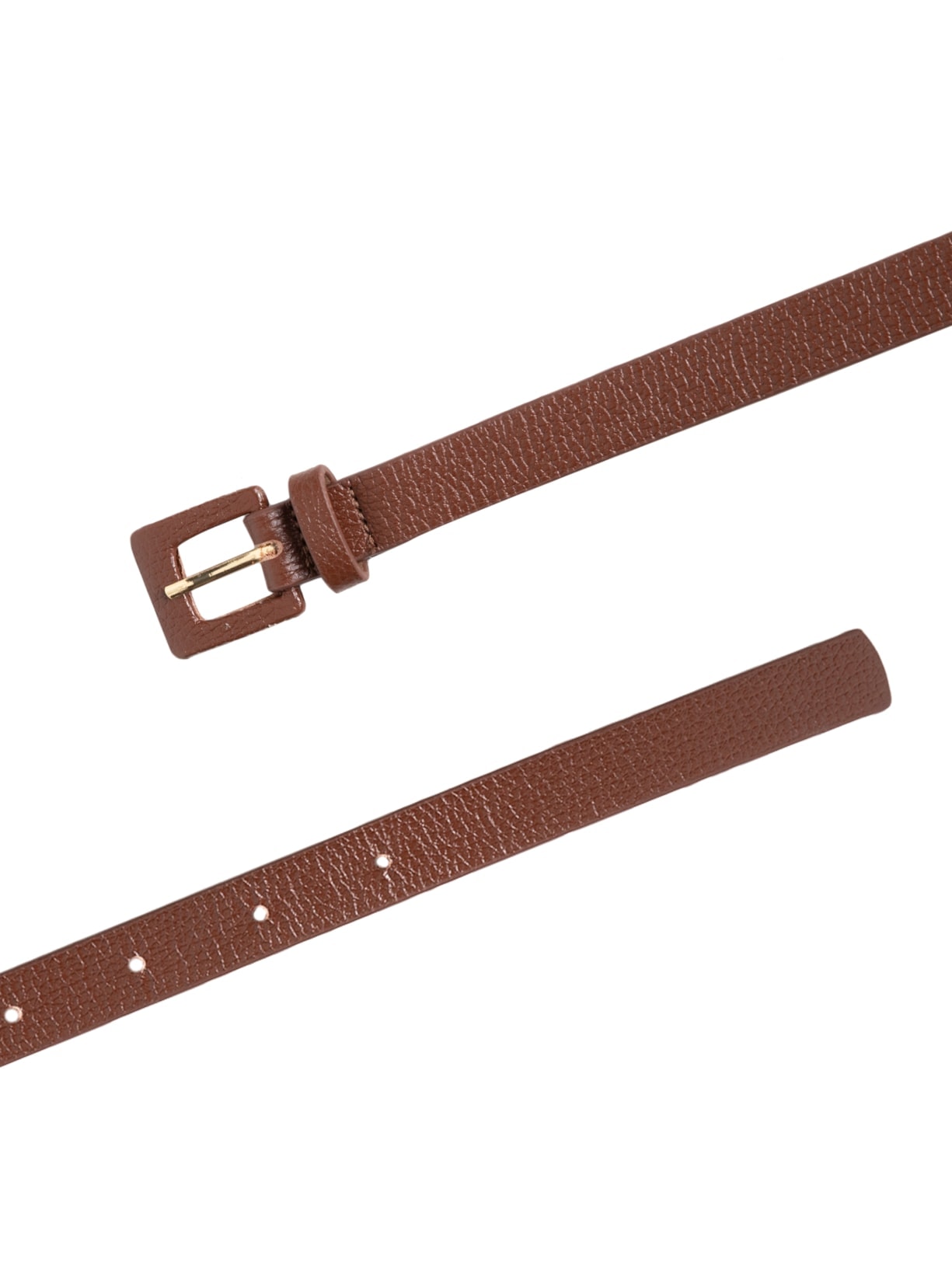 Cinto Feminino Couro Fino Com Fivela Encapada Marrom Basiq