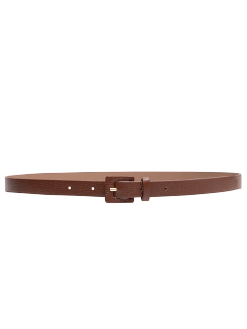 Cinto Feminino Couro Fino Com Fivela Encapada - Marrom
