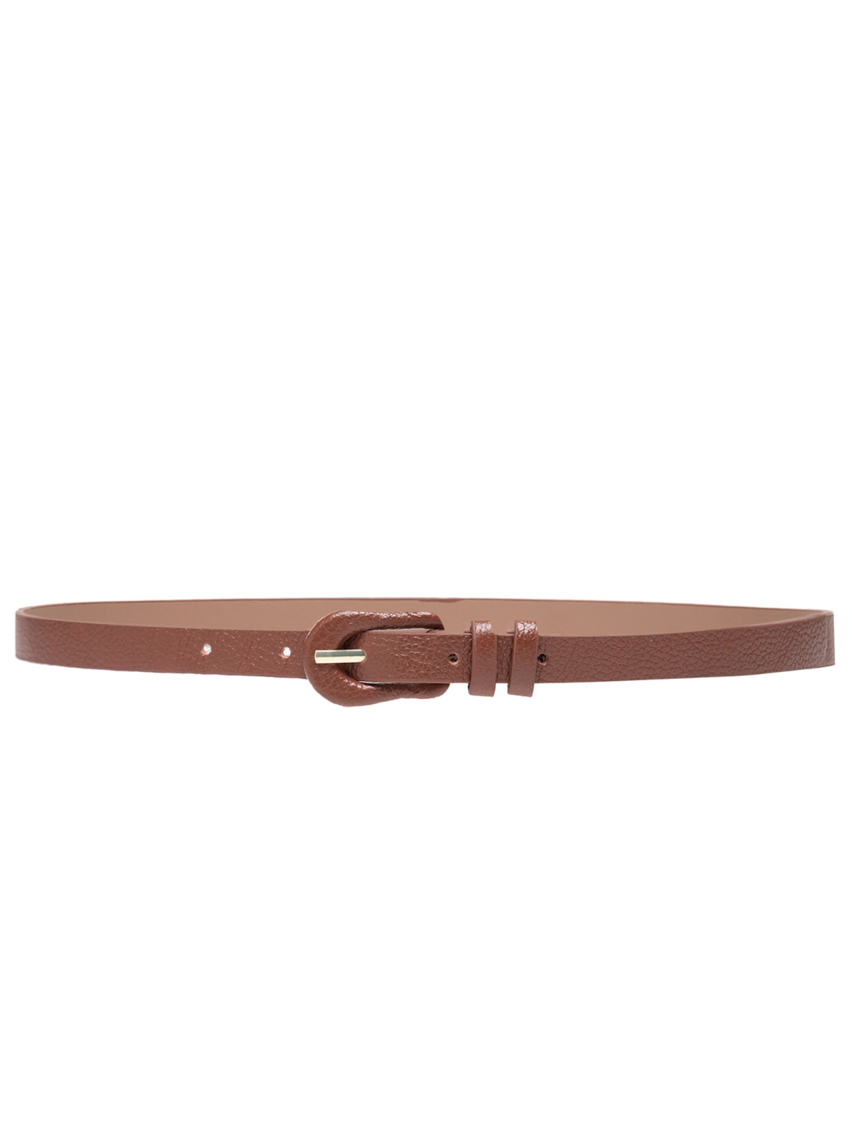 Cinto Feminino Couro Fino Com Fivela Encapada - Marrom