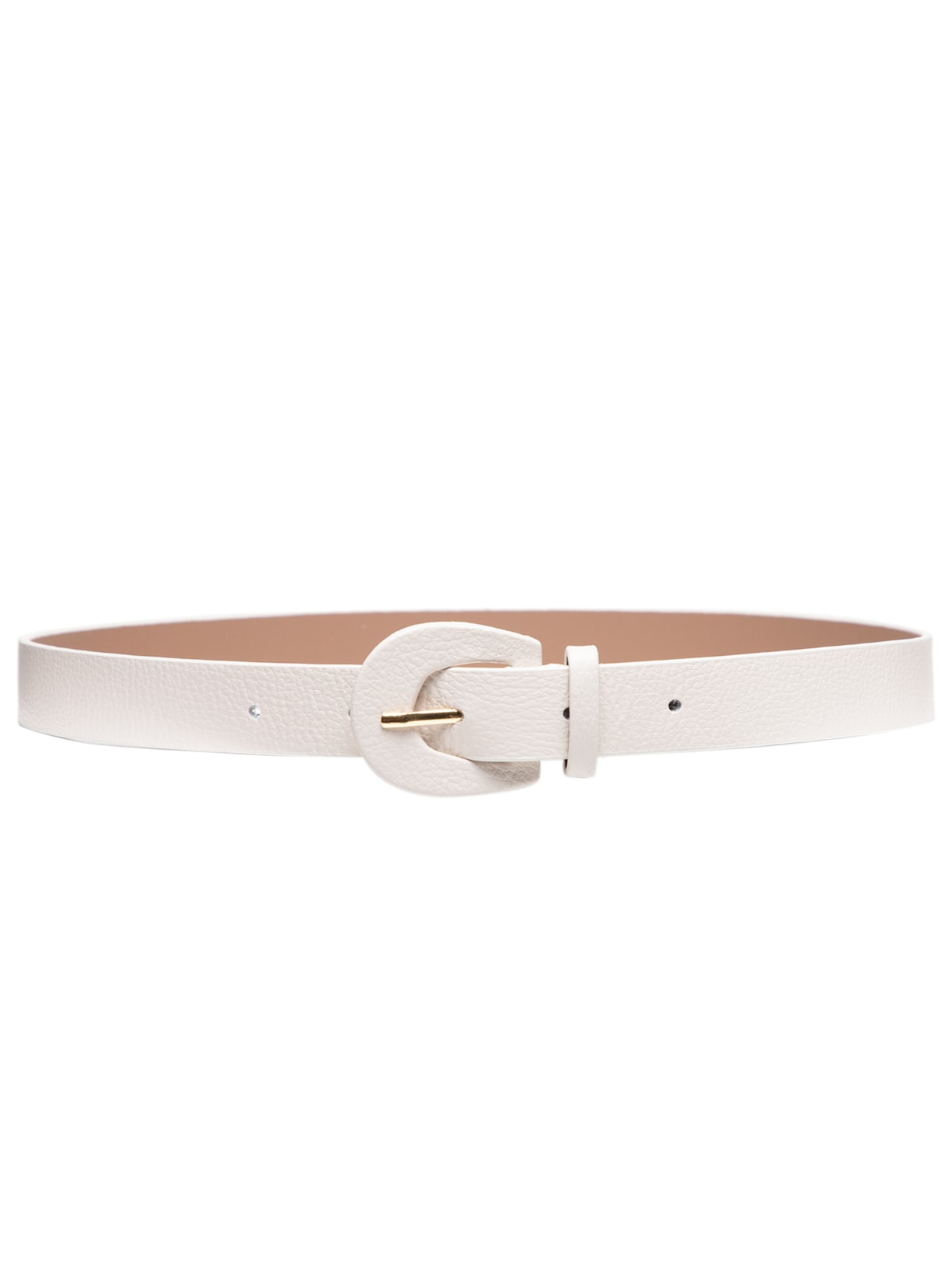 Cinto Feminino Couro Fino Com Fivela Encapada - Off White