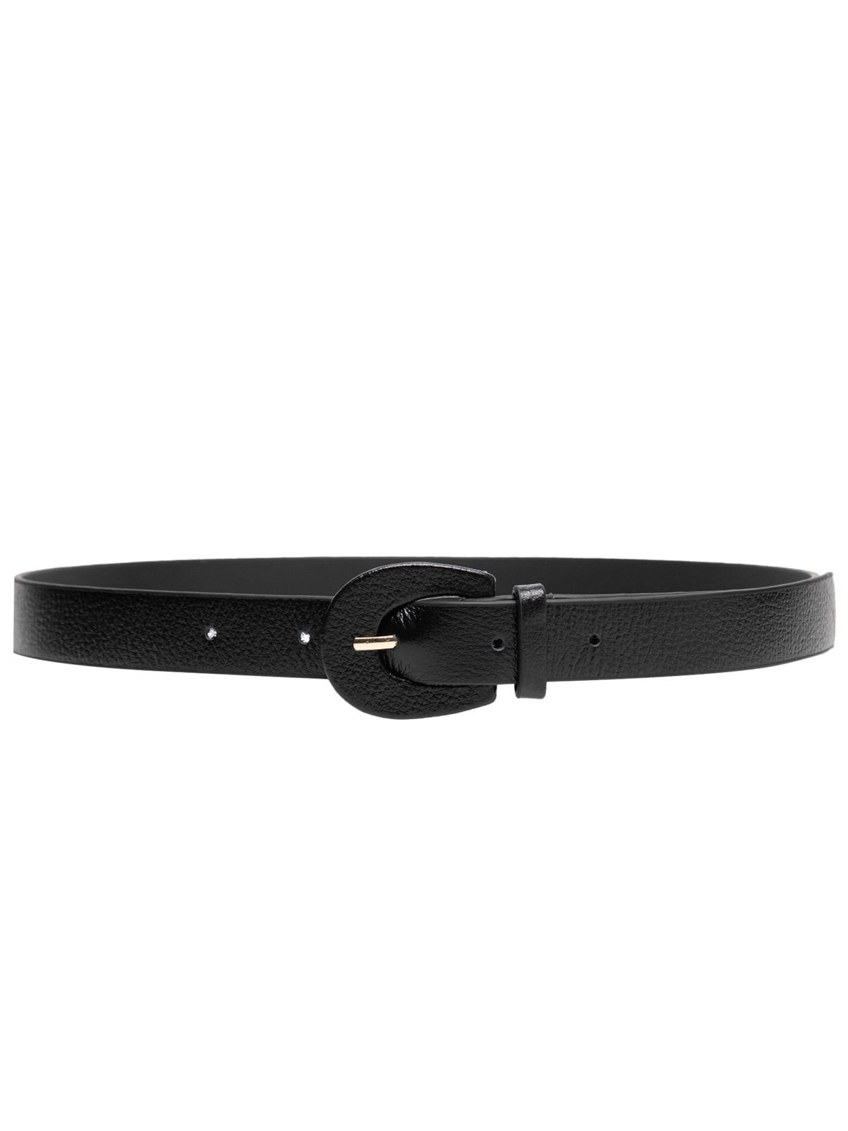 Cinto Feminino Couro Fino Com Fivela Encapada - Preto