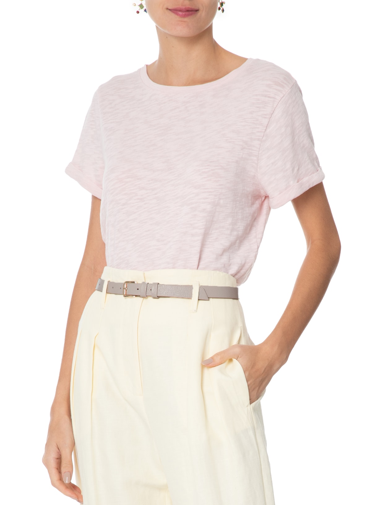 Cinto Feminino Couro Fino Com Fivela Quadrada De Metal Off White Basiq