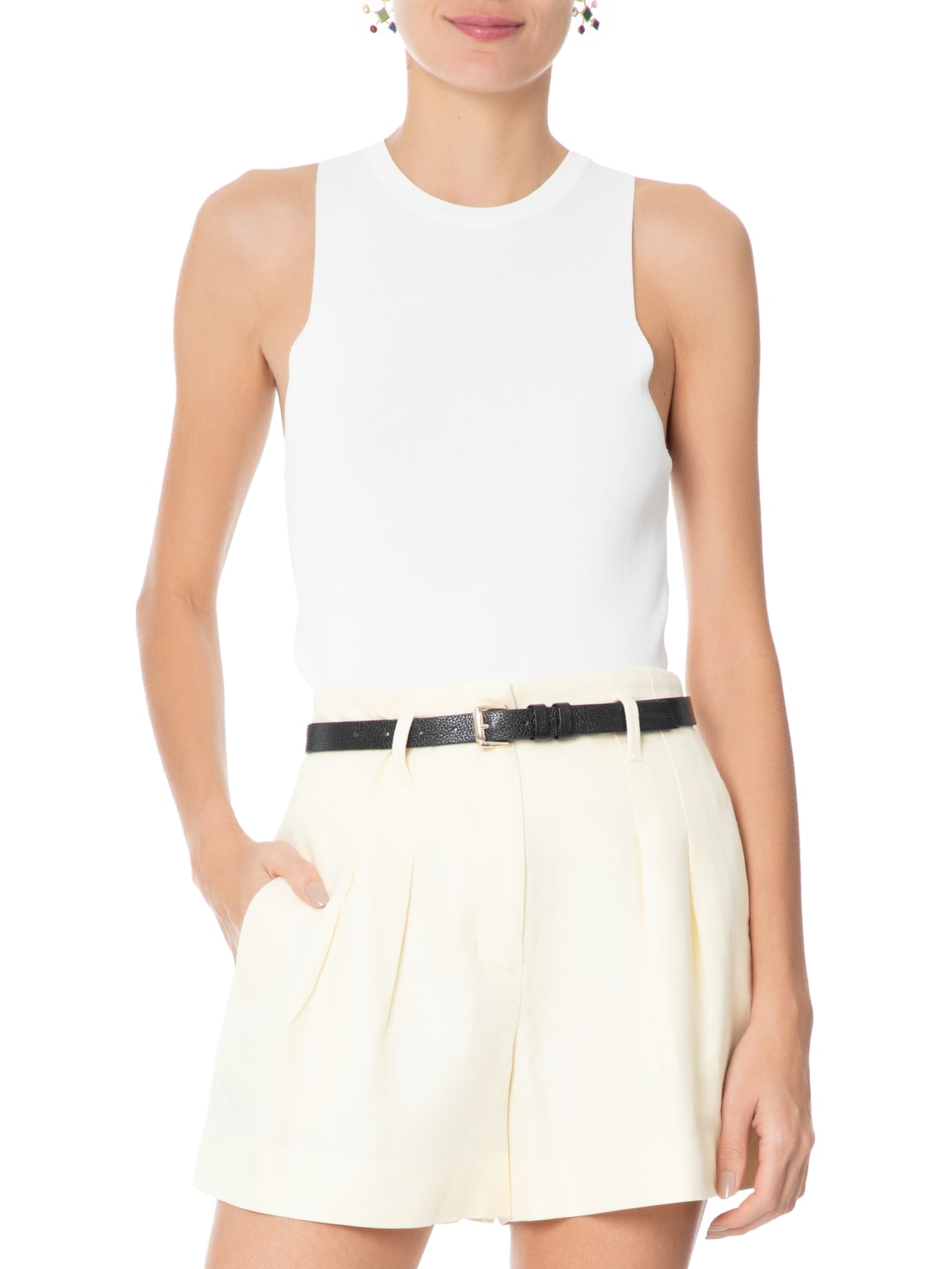 Cinto Feminino Couro Fino Com Fivela Quadrada De Metal Preto Basiq