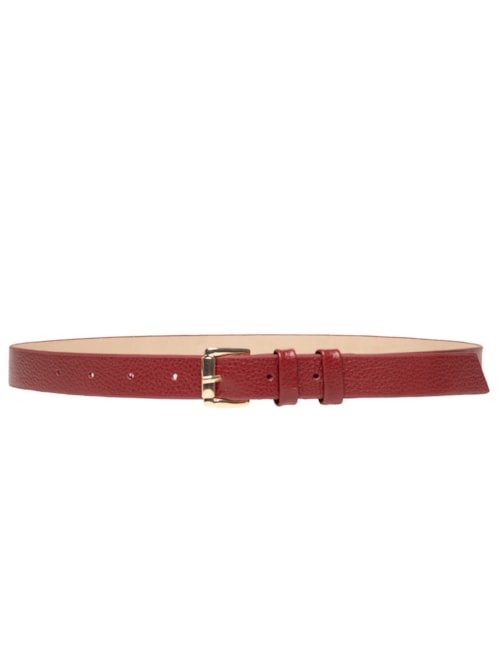 Cinto Feminino Couro Fino Com Fivela Quadrada de Metal - Vermelho