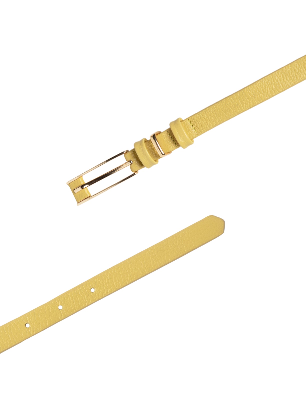 Cinto Feminino Couro Fino Com Fivela Retangular Amarelo Basiq