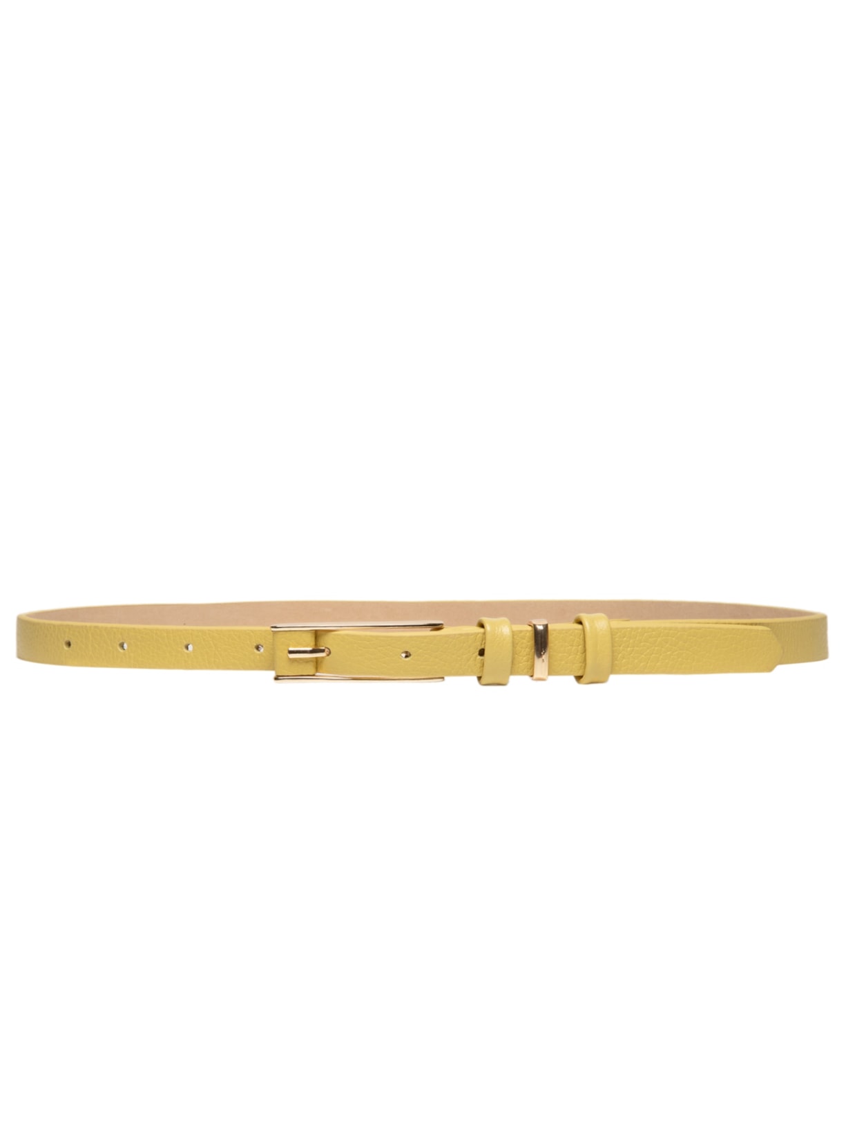 Cinto Feminino Couro Fino Com Fivela Retangular Amarelo Basiq