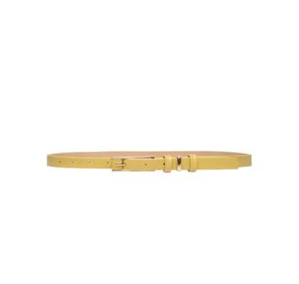 Cinto Feminino Couro Fino Com Fivela Retangular - Amarelo