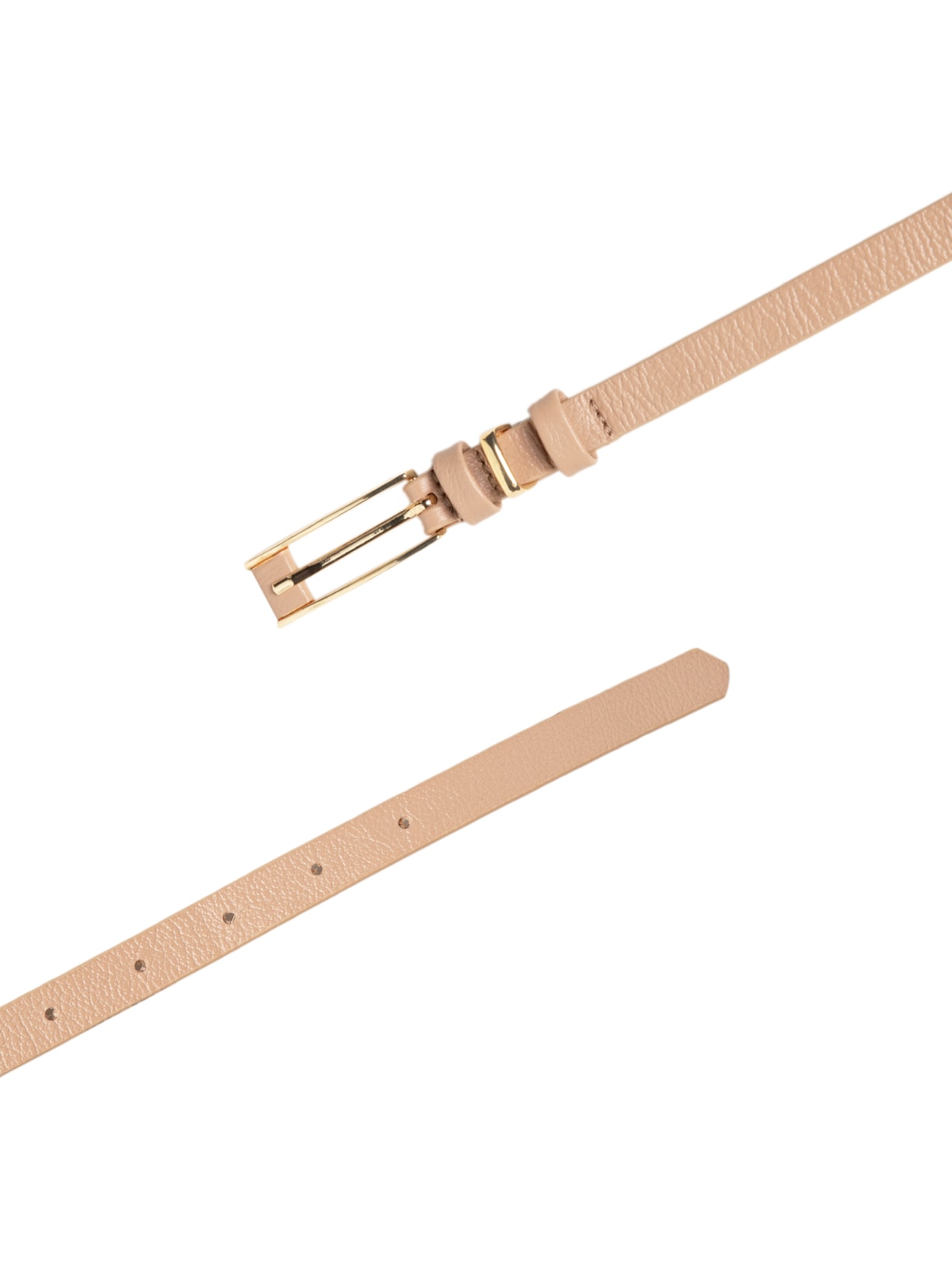 Cinto Feminino Couro Fino Com Fivela Retangular Bege Basiq