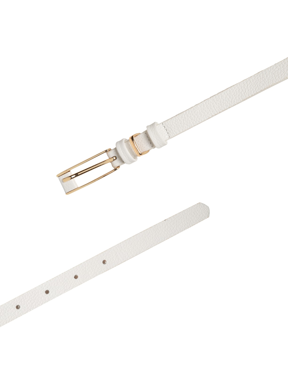 Cinto Feminino Couro Fino Com Fivela Retangular Branco Basiq