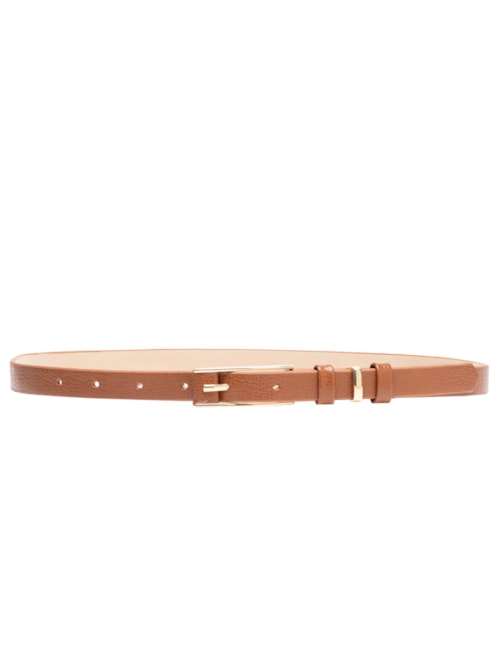 Cinto Feminino Couro Fino Com Fivela Retangular - Marrom