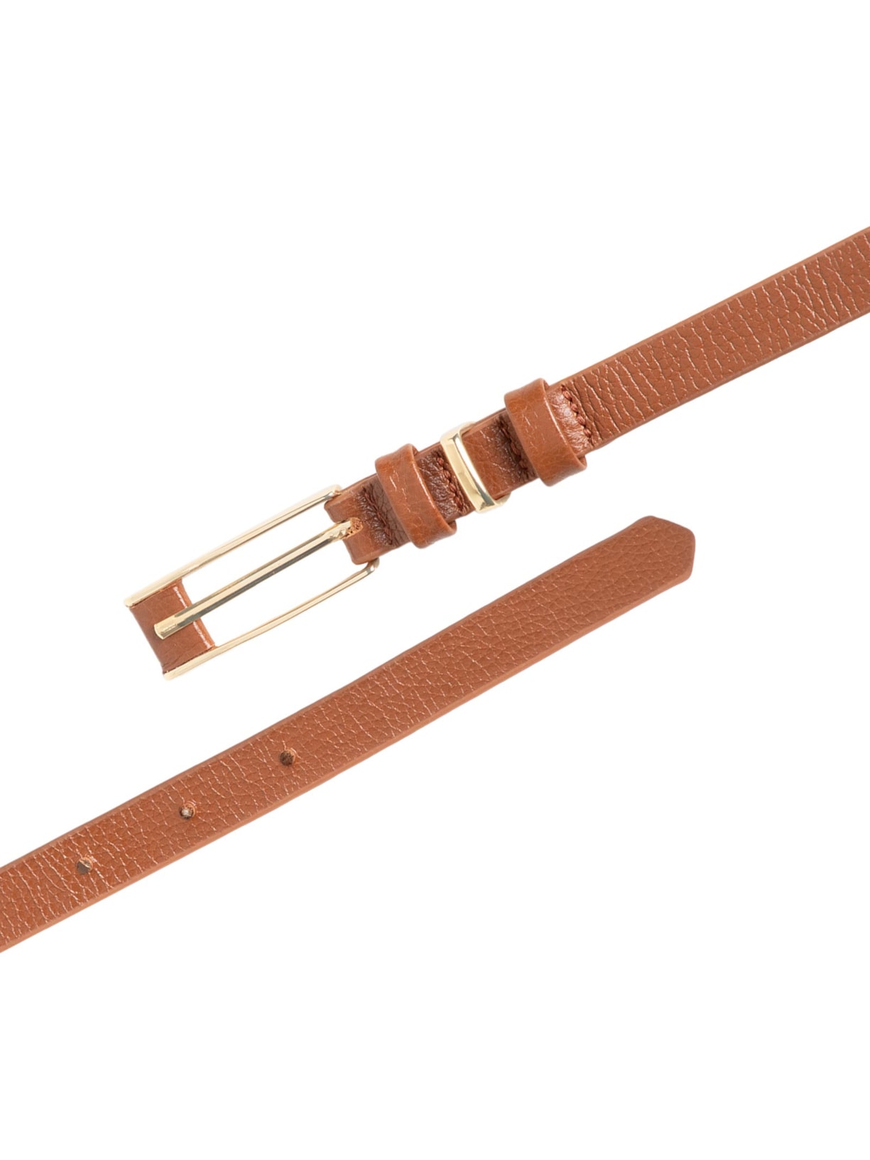 Cinto Feminino Couro Fino Com Fivela Retangular Marrom Basiq