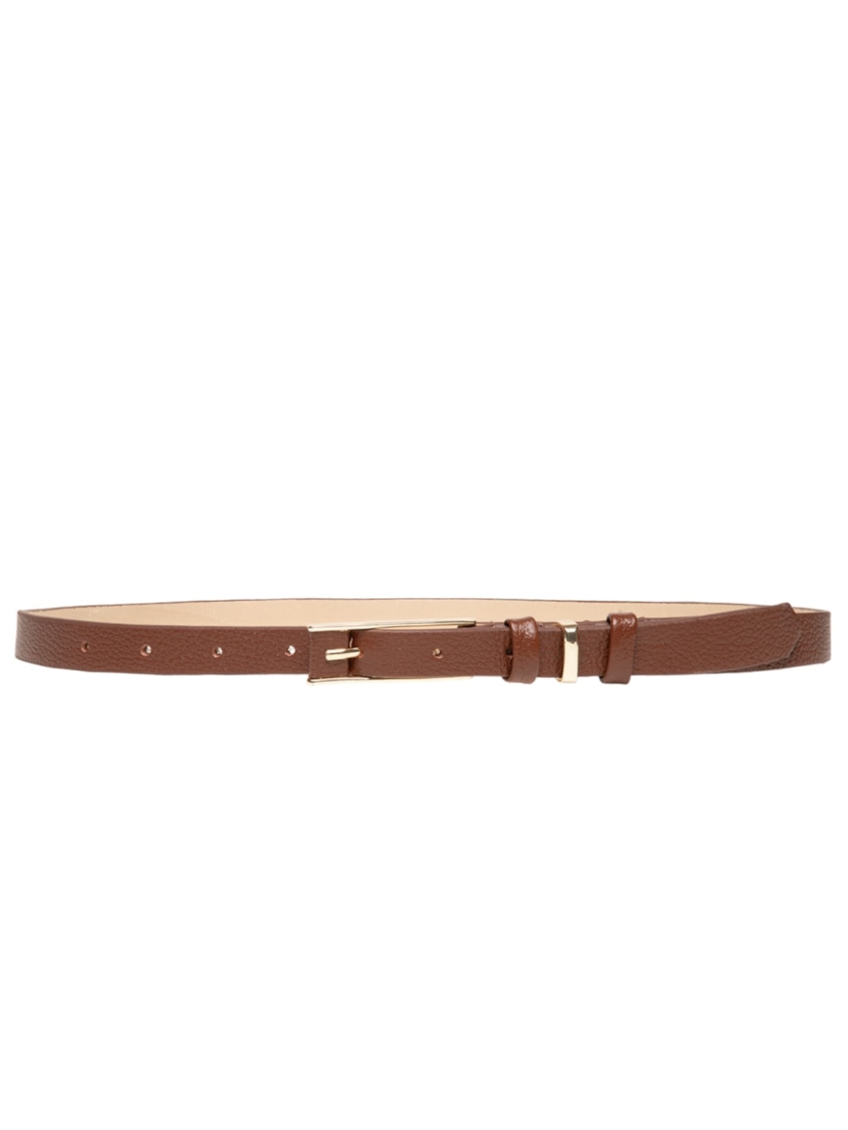 Cinto Feminino Couro Fino Com Fivela Retangular Marrom Basiq