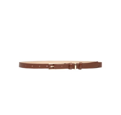 Cinto Feminino Couro Fino Com Fivela Retangular - Marrom