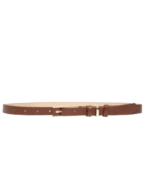 Cinto Feminino Couro Fino Com Fivela Retangular - Marrom