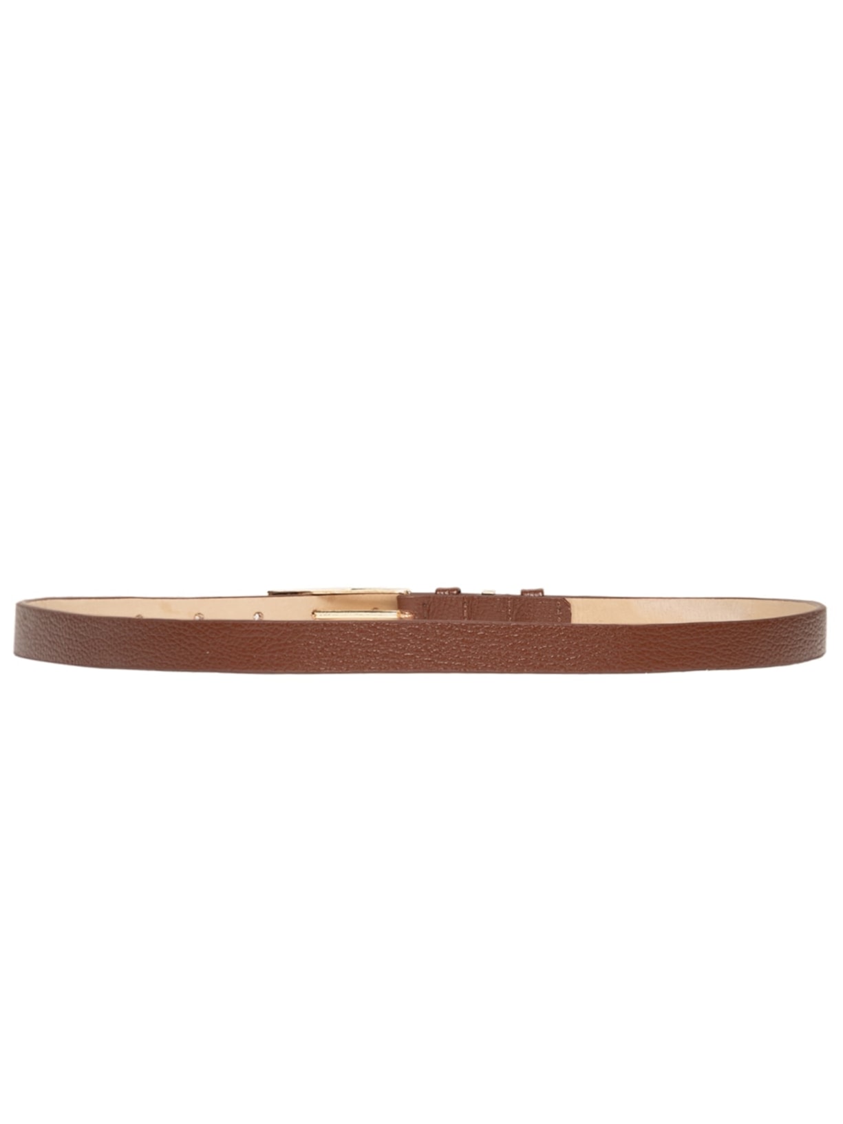 Cinto Feminino Couro Fino Com Fivela Retangular Marrom Basiq
