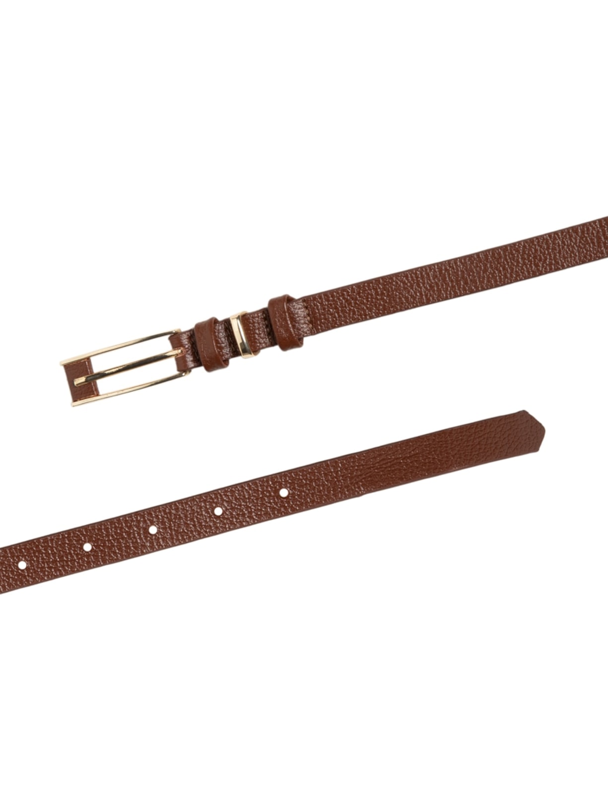 Cinto Feminino Couro Fino Com Fivela Retangular Marrom Basiq