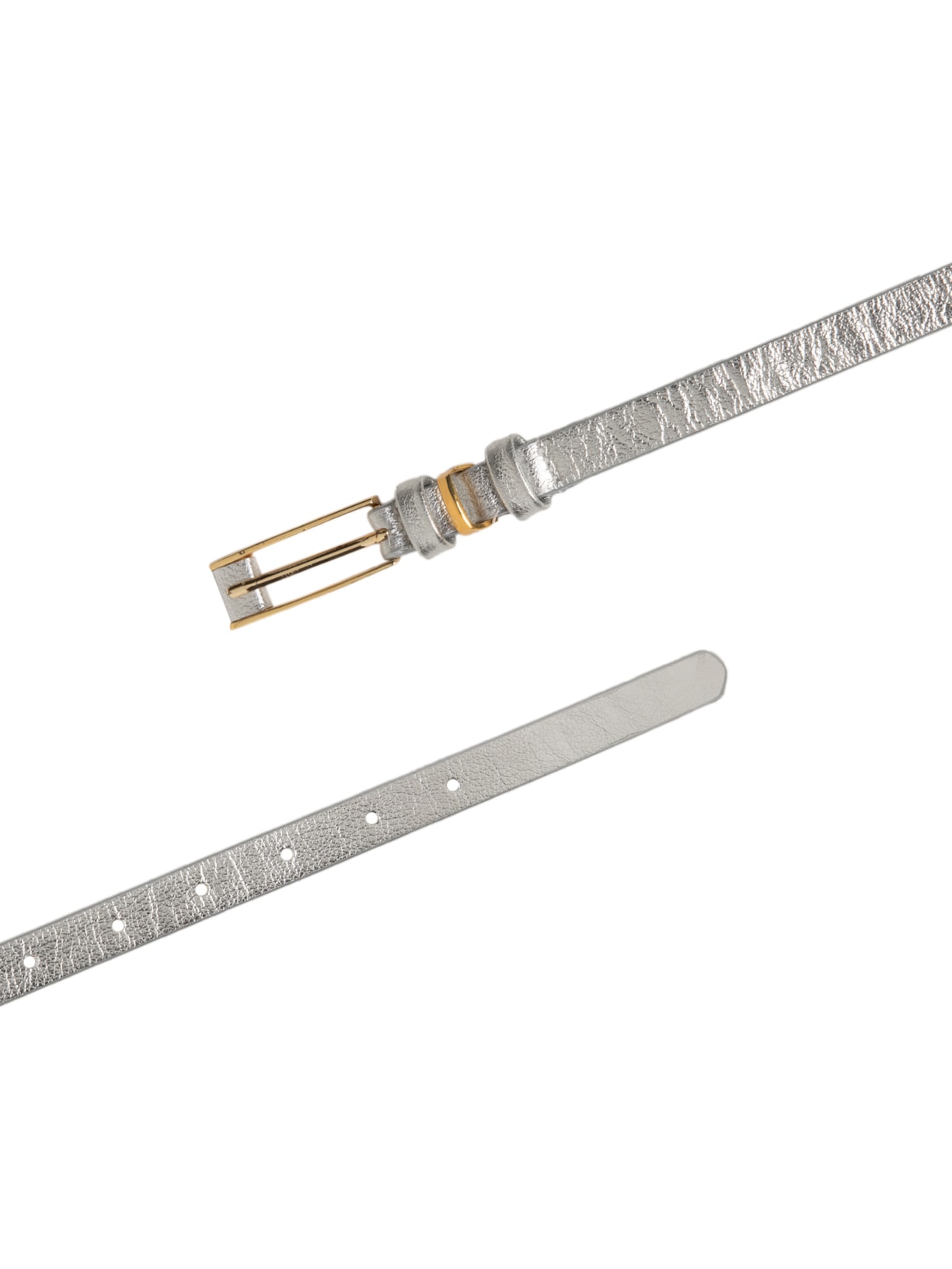 Cinto Feminino Couro Fino Com Fivela Retangular Prateado Basiq