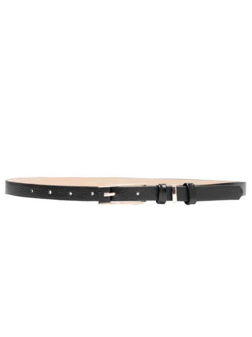 Cinto Feminino Couro Fino Com Fivela Retangular - Preto