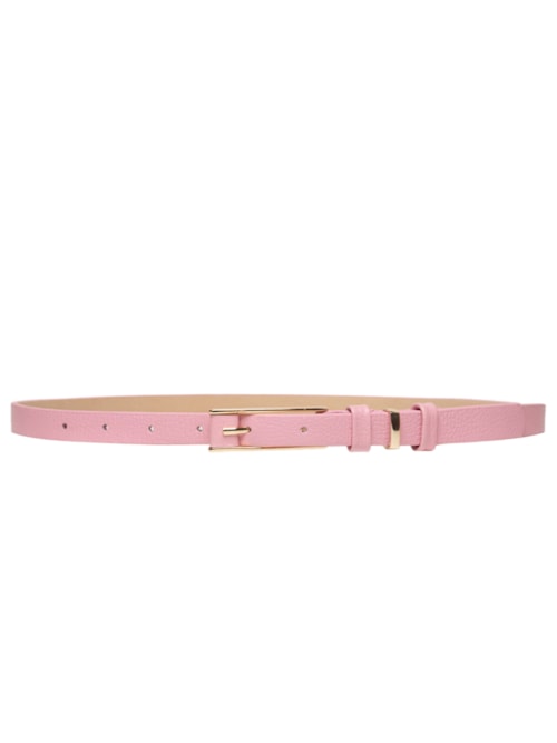 Cinto Feminino Couro Fino Com Fivela Retangular - Rosa