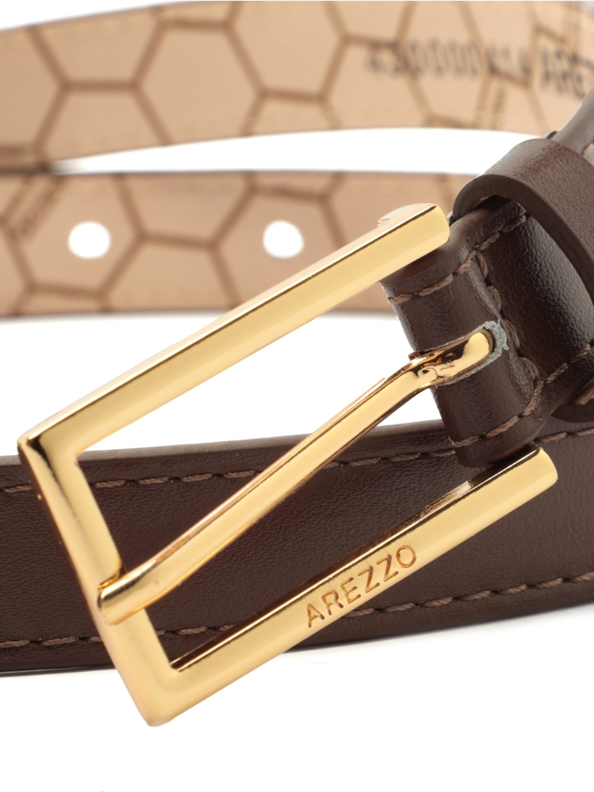 Cinto Feminino Couro Fino Fivela Básico Marrom Arezzo