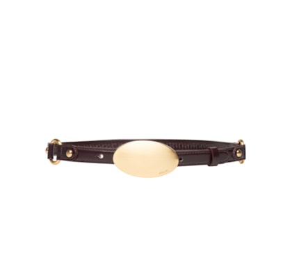 Cinto Feminino Couro Fino Fivela Oval Metal - Marrom