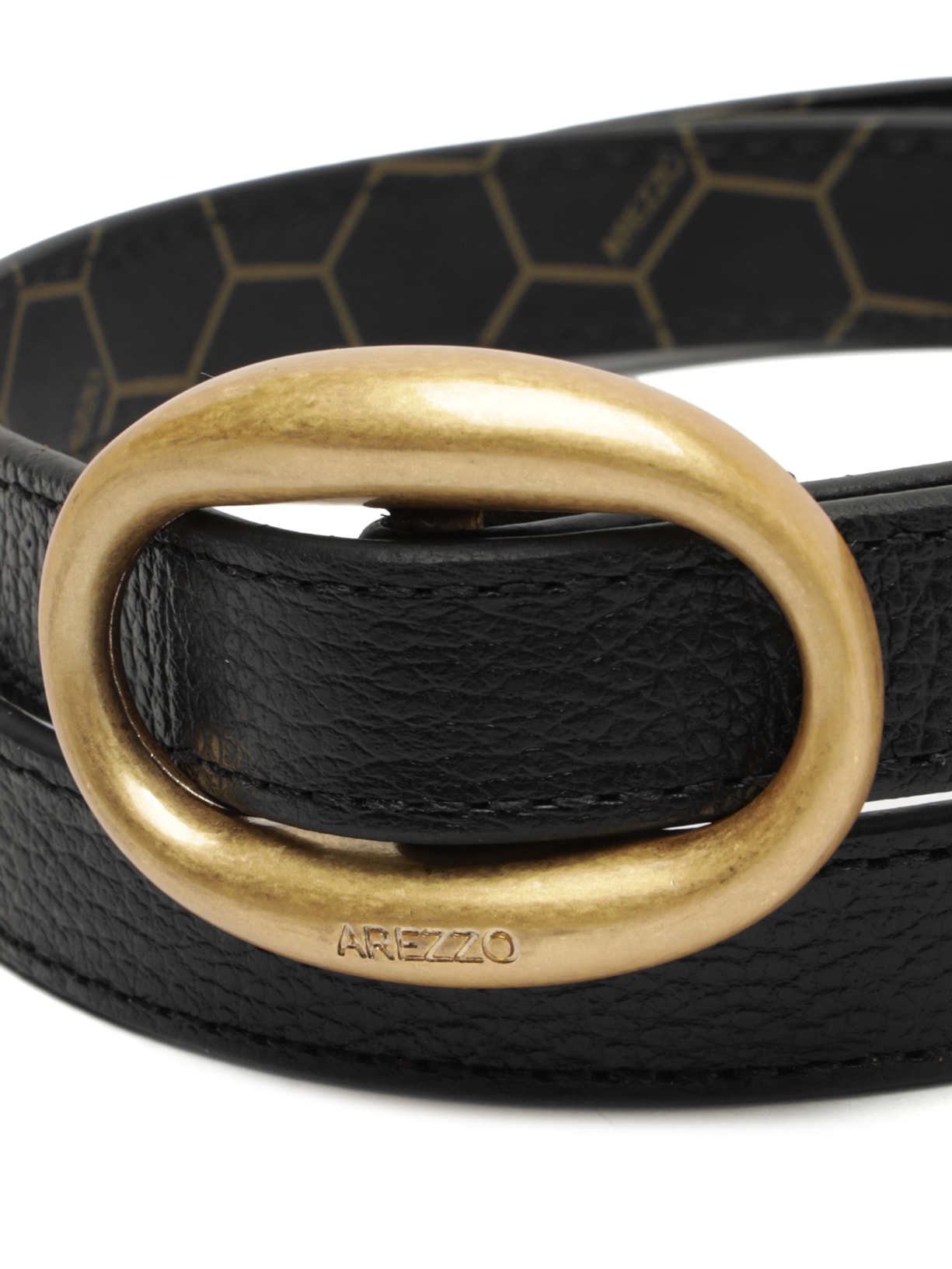 Cinto Feminino Couro Fino Fivela Ovalada Preto Arezzo