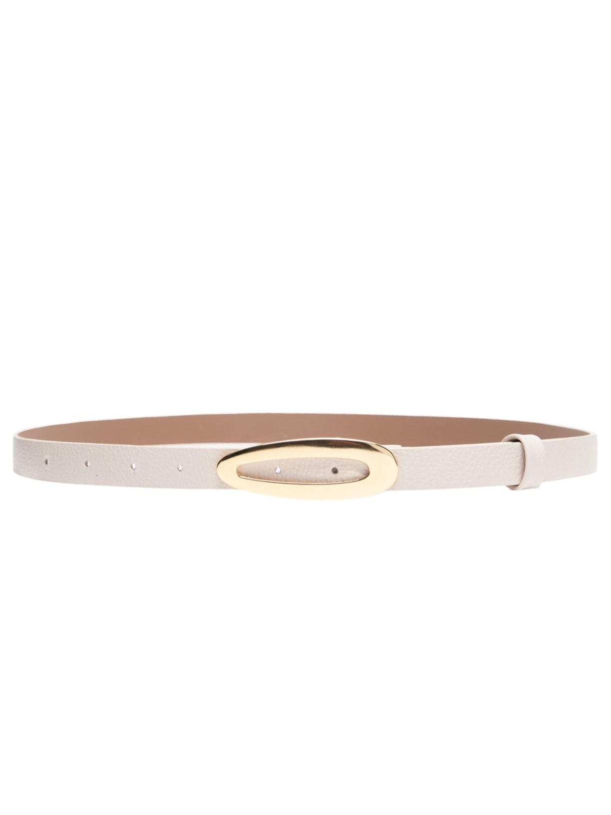 Cinto Feminino Couro Fivela Dourada - Off White