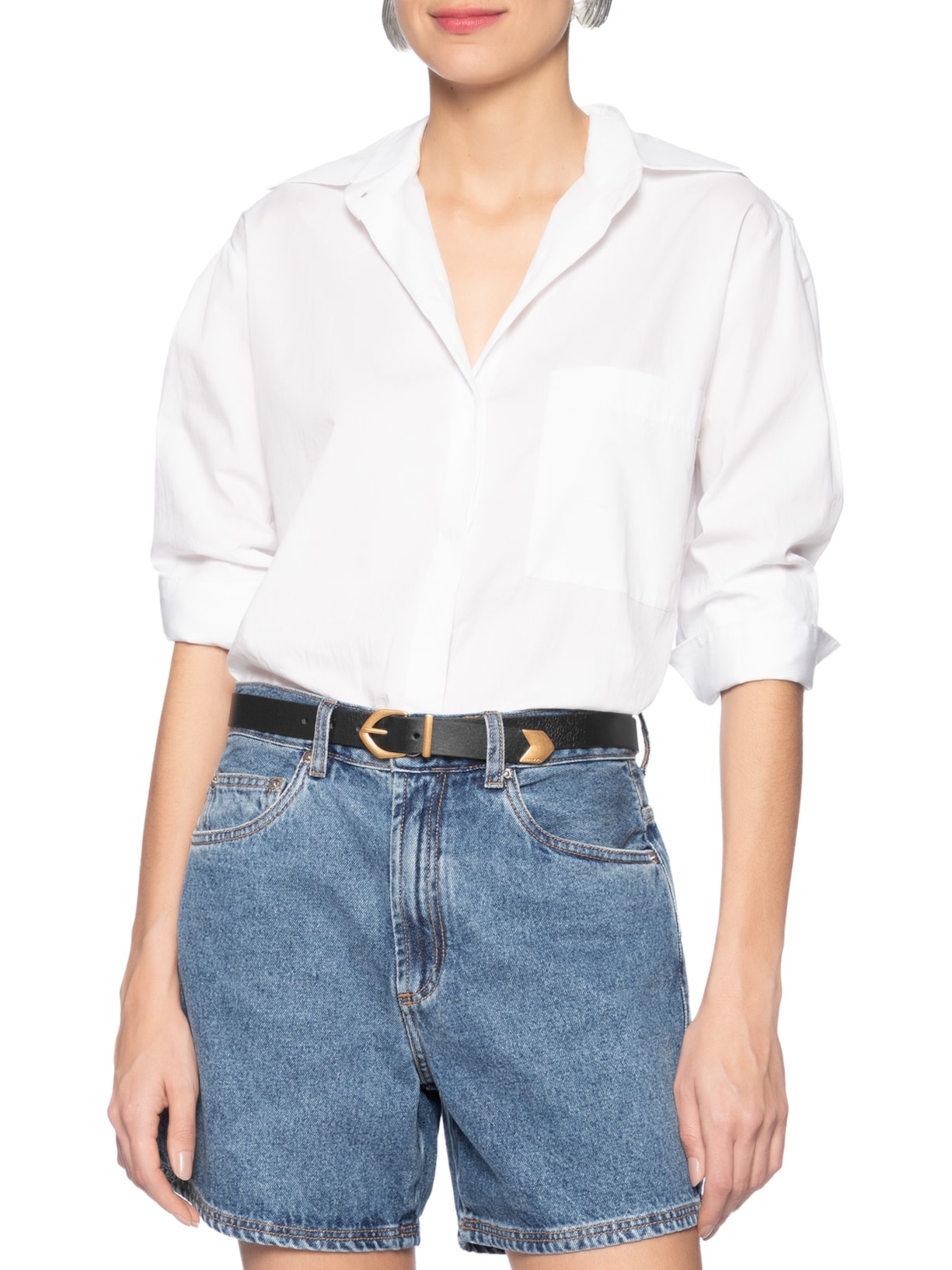 Cinto Feminino Couro Fivela Dourada Preto Arezzo
