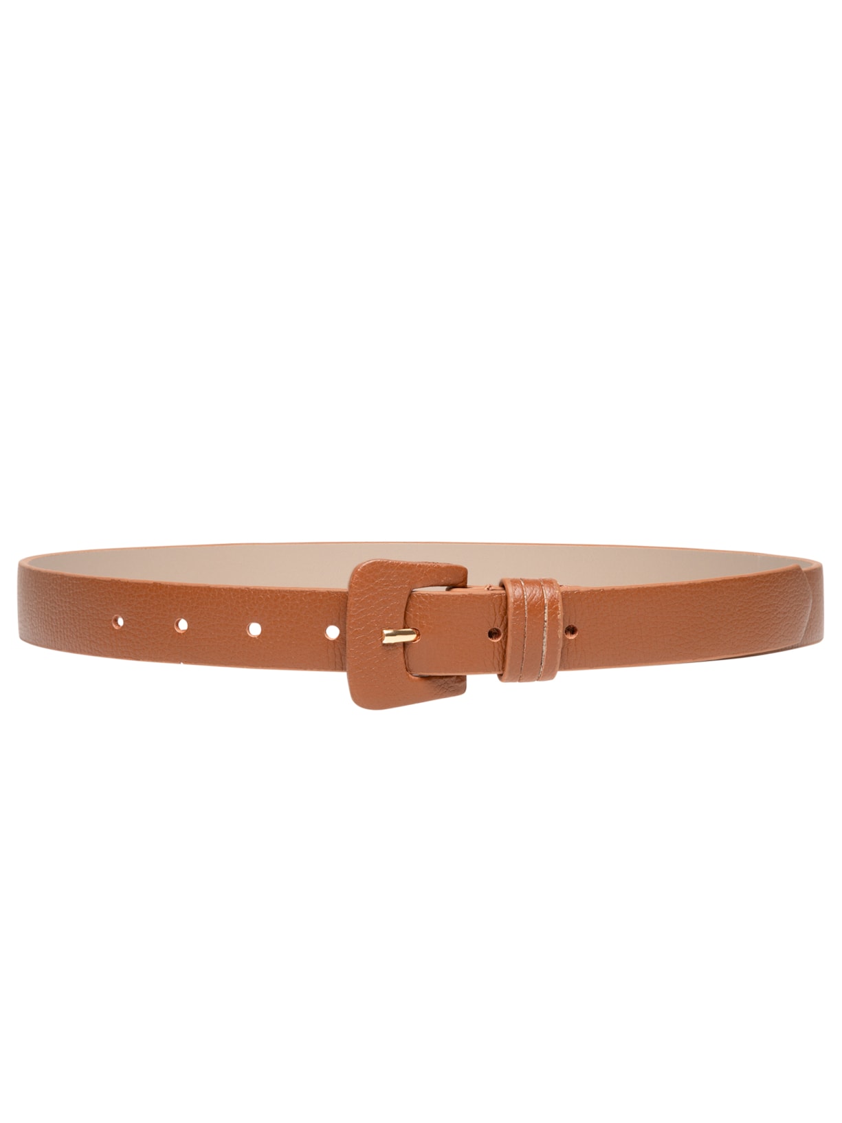 Cinto Feminino Couro Fivela Encapada - Bege