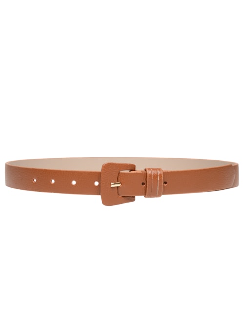 Cinto Feminino Couro Fivela Encapada - Bege