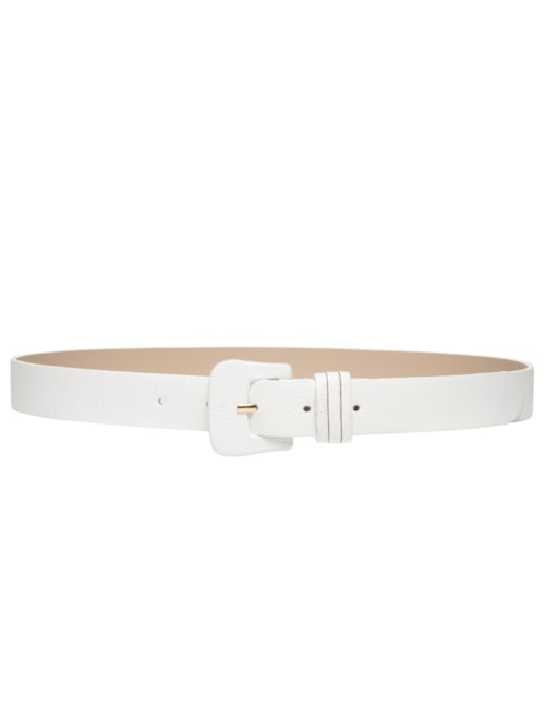 Cinto Feminino Couro Fivela Encapada - Branco