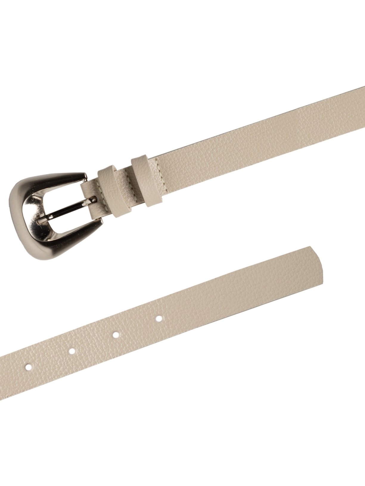 Cinto Feminino Couro Fivela Escovada Bege Basiq