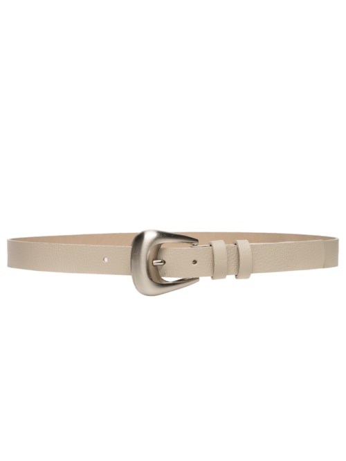Cinto Feminino Couro Fivela Escovada - Bege