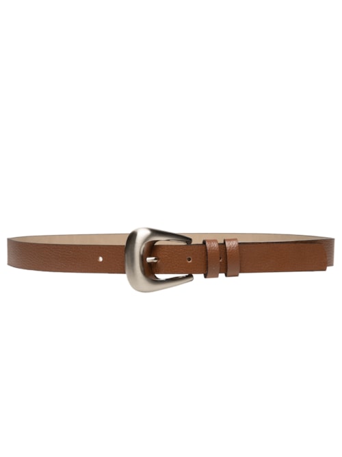Cinto Feminino Couro Fivela Escovada - Marrom