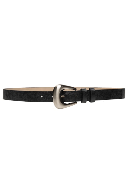 Cinto Feminino Couro Fivela Escovada - Preto