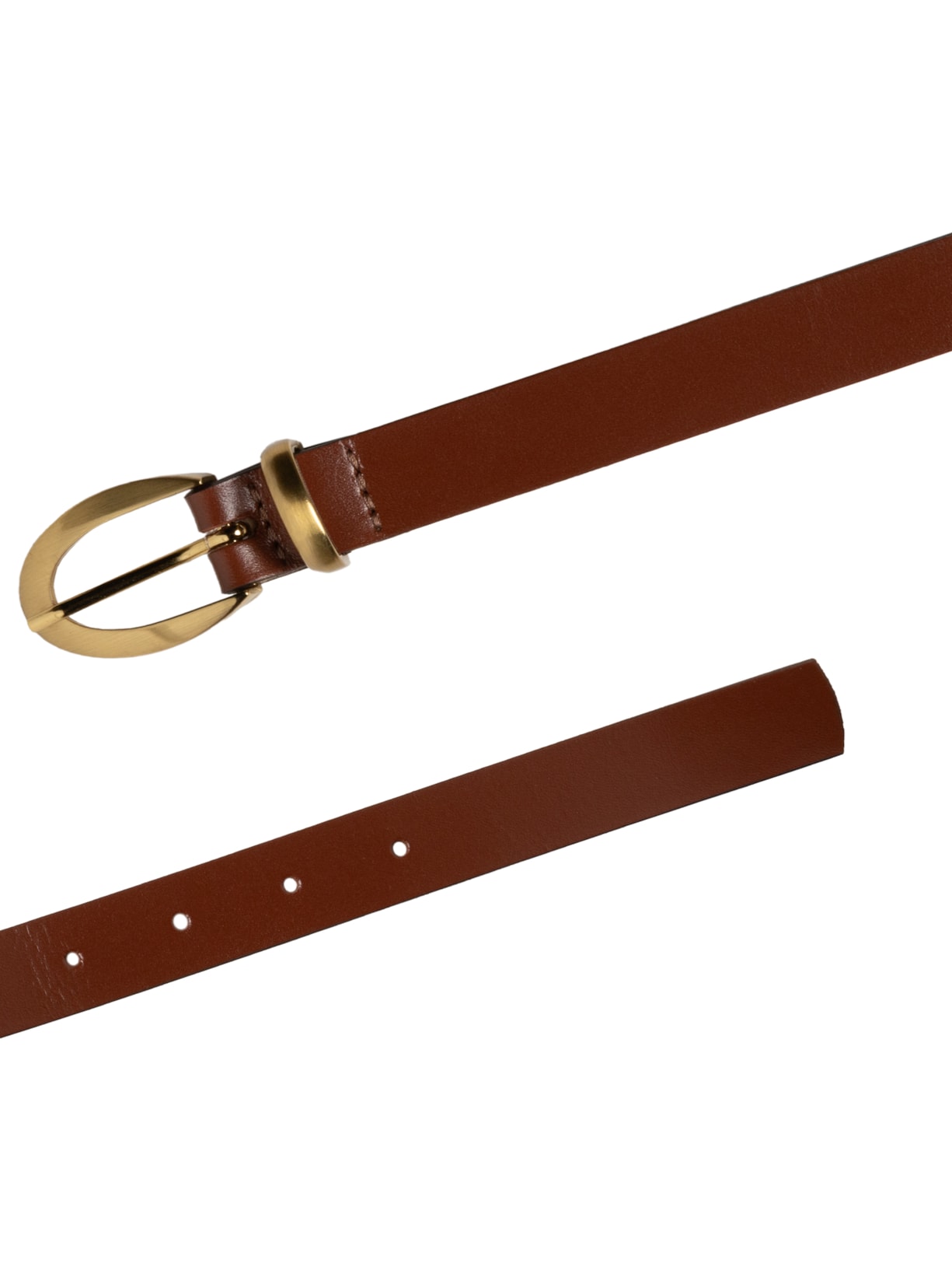 Cinto Feminino Couro Fivela Oval Escovada Marrom Basiq